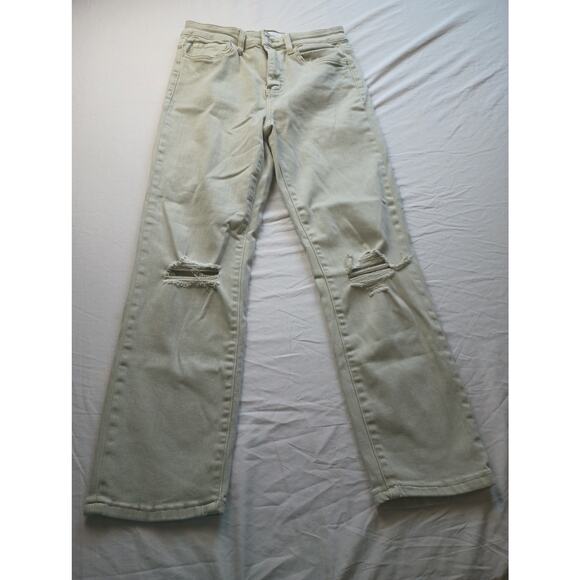 Vervet Pale Shirley Super High Rise Slim Straight in Spring Green Women Size 26 - Picture 1 of 5